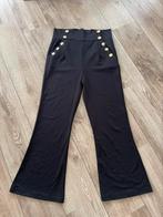 Pescara flared stretch broek hoge taille en knopen maat L, Kleding | Dames, Broeken en Pantalons, Zwart, Maat 42/44 (L), Ophalen of Verzenden
