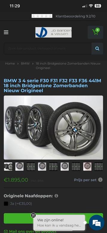 BMW 3/4 Serie F30/31/32 18" Zomerbanden + Velgen beschikbaar voor biedingen