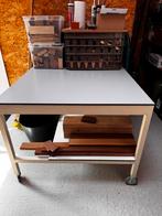 Stevige werktafel/werkbank van Trespa HPL met wielen, Ophalen, Gebruikt, 70 tot 120 cm