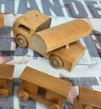 Vintage antiek hout houten Speelgoed trein truck shovel wood, Ophalen of Verzenden