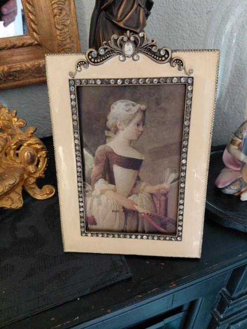 Leuk foto lijstje barok geëmailleerde rand met strass, Antiek en Kunst, Antiek | Woonaccessoires, Ophalen of Verzenden