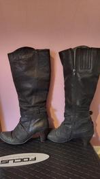 Zwarte leren laarzen, Hoge laarzen, Zwart, Ophalen of Verzenden, Gedragen