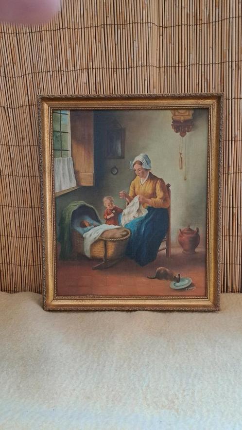 Vrouw met kind Jan Stropsma, Antiek en Kunst, Kunst | Schilderijen | Klassiek, Ophalen of Verzenden