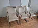 ZGAN 6 Design eetkamerstoelen Neo van goossens beige leer, Huis en Inrichting, Stoelen, Bruin, Ophalen of Verzenden, Zo goed als nieuw
