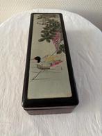 Antiek Japans lakwerk houten handschoenenkist met decoratie, Ophalen of Verzenden