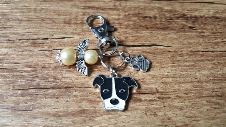 Sleutelhanger Pitbull emaille met guardian angel, Verzamelen, Sleutelhangers, Nieuw, Dier of Natuur, Verzenden