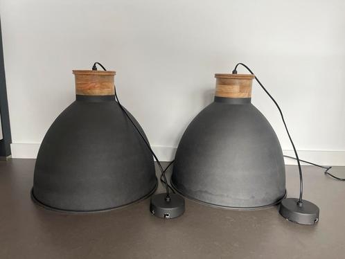 Hanglampen semi-industrieel antraciet, Huis en Inrichting, Lampen | Hanglampen, Zo goed als nieuw, Minder dan 50 cm, Metaal, Ophalen of Verzenden