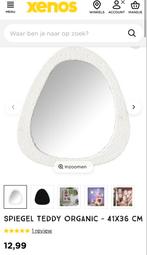 Xenos Spiegel Teddy Boucle Organisch Organic Wit - 41x36 cm, Huis en Inrichting, Woonaccessoires | Spiegels, Ophalen, Minder dan 50 cm