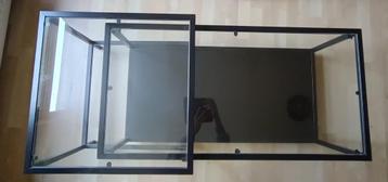 Bijzettafel, set van 2, zwartbruin/glas, 90x50 cm beschikbaar voor biedingen