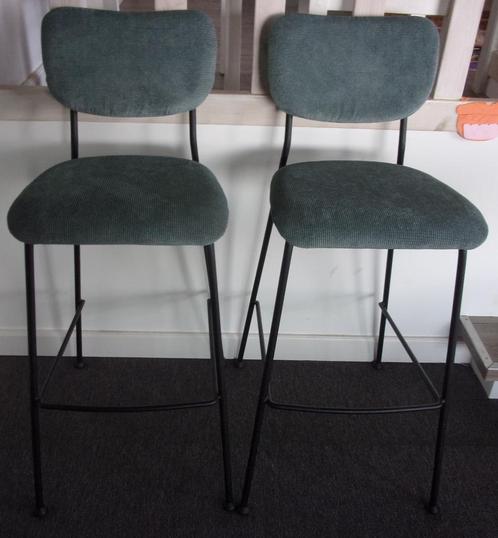 2x Zuiver barkruk barkrukken blauw-grijs 75 cm Benson, Huis en Inrichting, Barkrukken, Nieuw, 60 tot 90 cm, Metaal, 2 krukken
