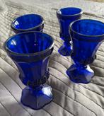 ‘70, italiaans Kobalt blauw glas; 4 drinkglazen, Ophalen of Verzenden