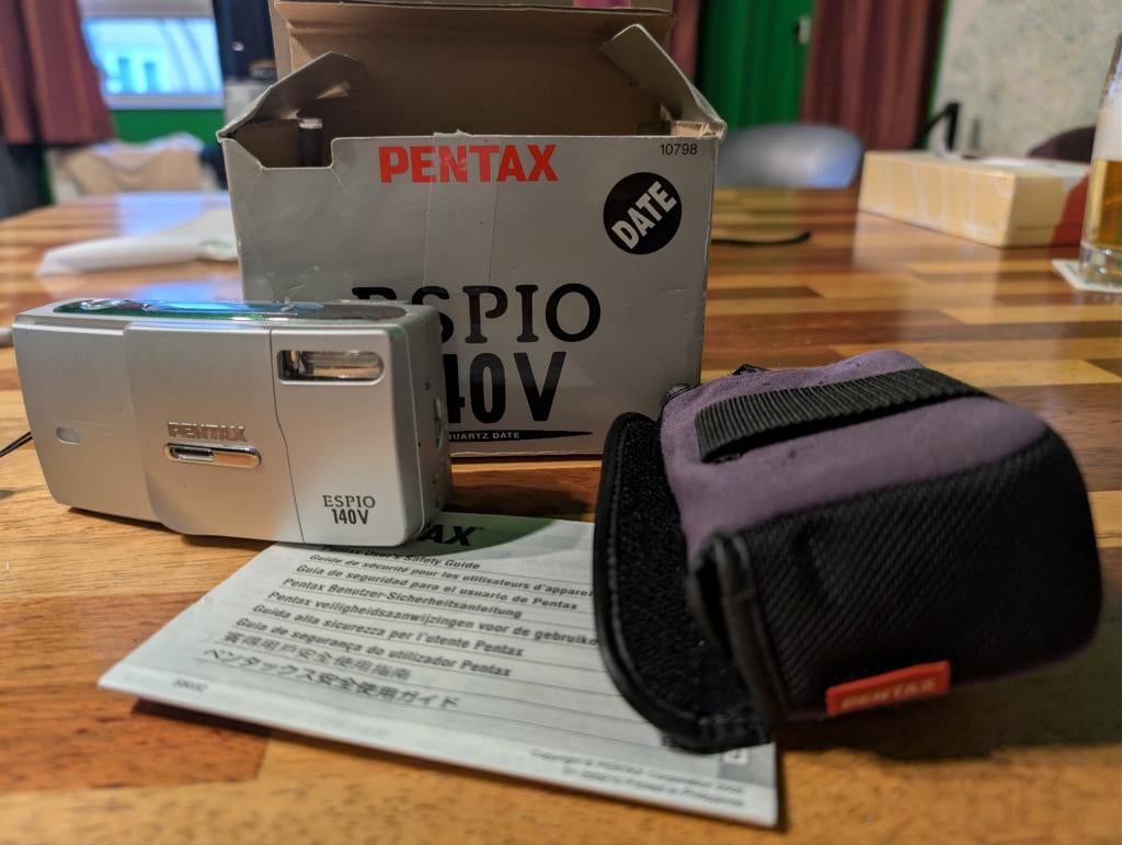 Pentax Espio 150V, als nieuw met doos, batterij en tasje., Audio, Tv en Foto, Fotocamera's Analoog, Ophalen of Verzenden, Zo goed als nieuw