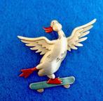 Mooie broche eend op skateboard van JJ. Jonette (7291-3670), Ophalen, Nieuw, Zilver, Overige materialen