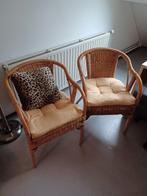 2 stoelen bamboe met kussentjes, Antiek en Kunst, Ophalen