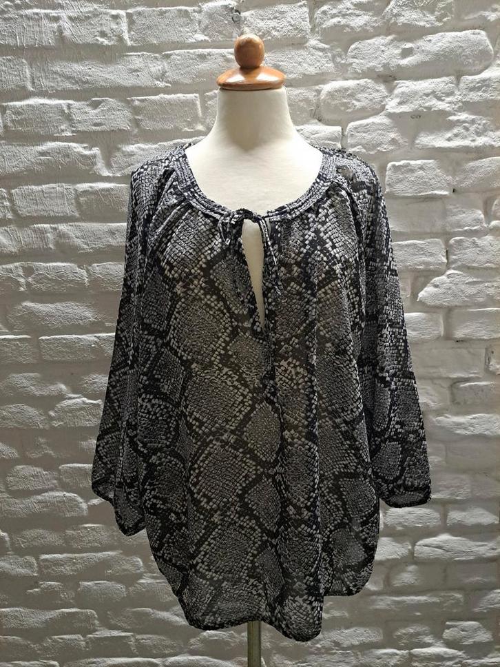 Top met print eksept Maat 42, Kleding | Dames, Blouses en Tunieken, Zo goed als nieuw, Maat 42/44 (L), Zwart, Verzenden