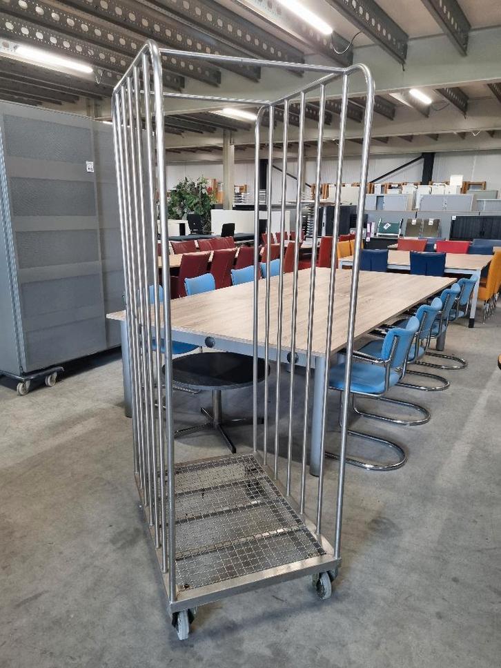 VOLLEDIG RVS TRANSPORTKAR TRANSPORTWAGEN MET ZWENKWIELEN, Doe-het-zelf en Verbouw, Transportwagens, Gebruikt, Steekwagen, 100 liter of meer