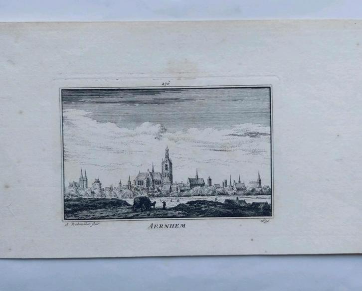 276 / Aangezicht op Aernhem - Arnhem van A. Rademaker, Antiek en Kunst, Kunst | Etsen en Gravures, Ophalen of Verzenden