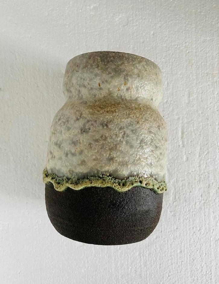 Keramiek Fat Lava vaas De Steenuil , jaren 70, Huis en Inrichting, Woonaccessoires | Vazen, Gebruikt, Groen, Minder dan 50 cm
