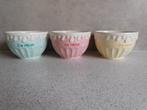 3 Kom 12 cm. Ice Cream  Geel Groen Roze Riverdale Collection, Huis en Inrichting, Keuken | Servies, Gebruikt, Ophalen of Verzenden