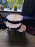 3 Salontafels Mango Hout, Huis en Inrichting, Ophalen, Minder dan 45 cm, Minder dan 55 cm, Rond
