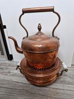 Antieke koperen Theewater ketel met Warmhouder, Antiek en Kunst, Ophalen of Verzenden