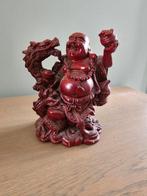 Puntgave zware roodbruine stenen Boeddha 20cm hoog, Ophalen of Verzenden, Zo goed als nieuw