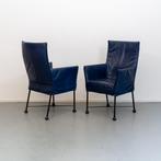 6x Montis Chaplin (eetkamer)stoelen blauw leder, Huis en Inrichting, Banken | Voetenbanken en Poefen, Niet ingevuld, Niet ingevuld