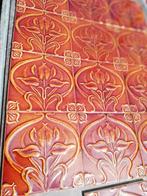 250 art nouveau wandtegels roodbruin bloem Morialmé, Antiek en Kunst, Ophalen