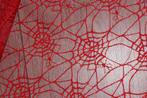Nylon kant stof - rood met spinnenweb + spin #2138 €3,5 p/m, Hobby en Vrije tijd, Stoffen en Lappen, 200 cm of meer, Nieuw, Ophalen of Verzenden