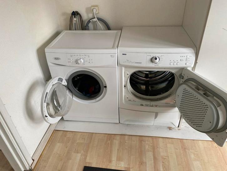Wasmachine Whirlpool & Zanussi Droger, Witgoed en Apparatuur, Wasmachines, Gebruikt, Voorlader, 4 tot 6 kg, 85 tot 90 cm, 1200 tot 1600 toeren