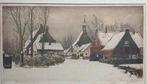 Ets De Vries Dorpstraatje in de Sneeuw, Antiek en Kunst, Kunst | Etsen en Gravures, Verzenden