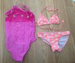 Badpak bikini maat 122 zwempak roze bloemetjes sterren 3,50, Ophalen, Meisje, Badpak, Maat 128