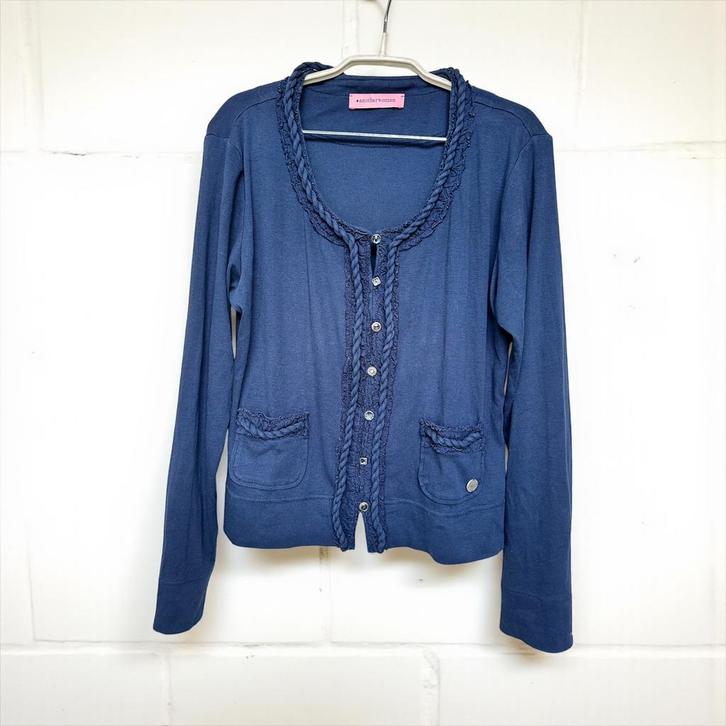 Anotherwoman Vest Maat L Donkerblauw Gevlochten Sjiek, Kleding | Dames, Truien en Vesten, Gedragen, Maat 42/44 (L), Blauw, Verzenden