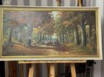 Schilderij met boslandschap en schapen, gesigneerd, Antiek en Kunst, Kunst | Schilderijen | Klassiek, Ophalen of Verzenden