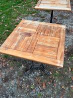 Twee bistro tafels met gietijzeren poten en beukenhout blad, Ophalen