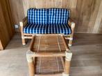 Bamboe bankje met tafel incl. kussens, Tuin en Terras, Tuinbanken, Ophalen, Gebruikt, Rotan