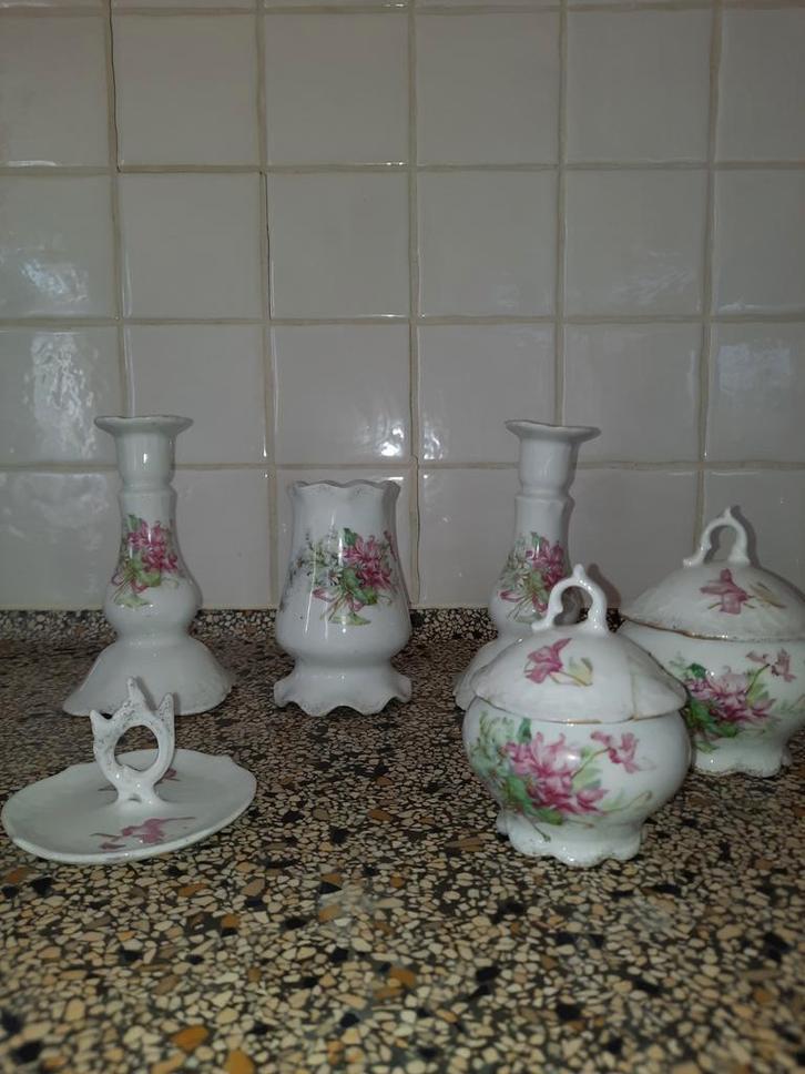 Vintage Kaptafel Set - Porselein met Bloemen, Antiek en Kunst, Antiek | Porselein, Ophalen of Verzenden