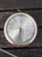 Barometer thermometer combinatie op eiken wandplaat 12 cm, Gebruikt, Ophalen of Verzenden, Barometer