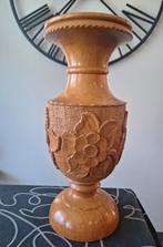 Prachtige vintage houten vaas sierpot, Ophalen of Verzenden