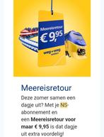 NS meereisretour kortingscode tm 10 aug. 2025, Tickets en Kaartjes, Eén persoon, Kortingsbon, Overige typen
