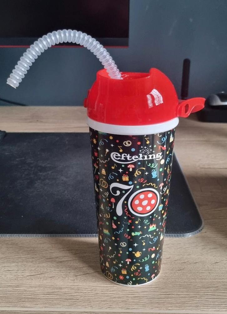 Efteling Drinkbeker 70 Jaar Jubileum, Verzamelen, Efteling, Gebruikt, Gebruiksvoorwerp, Ophalen of Verzenden