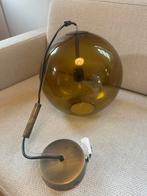 Groen/bruine glazen plafondlamp Ø30cm Sklum, Ophalen of Verzenden, Gebruikt, Glas