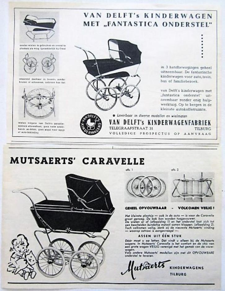 5 vintage reclames kinderwagen 1962 Koelstra Mutsaerts Deltf, Verzamelen, Merken en Reclamevoorwerpen, Gebruikt, Overige typen