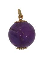 Amethist robuuste 14k gouden bol ketting hanger vintage, Ophalen of Verzenden, Zo goed als nieuw, Met edelsteen, Info@voordeelsieraden.nl