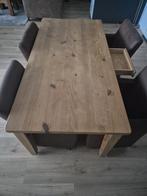 Grenen Eethoek met 4 comfortabele Stoelen, Huis en Inrichting, Ophalen, Gebruikt, 100 tot 150 cm, Landelijk