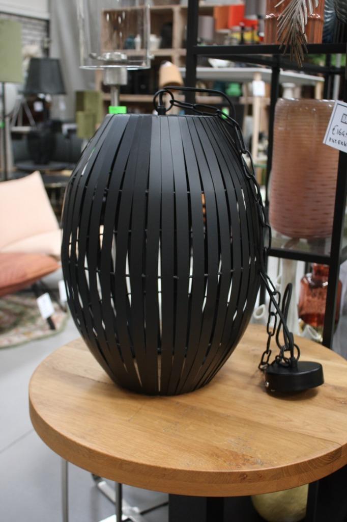 Hippe zwarte ronde open hanglamp KYOMI Light & Living, Huis en Inrichting, Lampen | Hanglampen, Zo goed als nieuw, Metaal, Ophalen of Verzenden