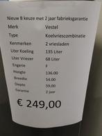 Koelvriescombi zilver 136cm 249 euro, Witgoed en Apparatuur, Koelkasten en IJskasten, Nieuw, Met aparte vriezer, 45 tot 60 cm