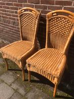 Vintage Riet Stoelen - Set van 4, Huis en Inrichting, Stoelen, Ophalen, Gebruikt, Twee, Bruin