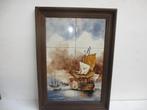 Delfts Tegeltableau Polychrome 18e eeuwse voorstelling schip, Antiek en Kunst, Antiek | Wandborden en Tegels, Ophalen of Verzenden
