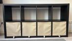 Zwarte Boekenkast met Opbergdozen, Ophalen, Met plank(en), 100 tot 150 cm, 50 tot 100 cm